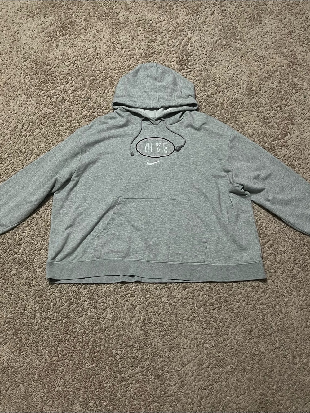 Nike Women’s 3XL Gray Hoodie with Pink and Black Circle Logo White Writing